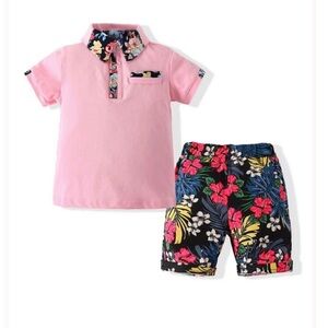 Floral Pink Kids Shirt and Shorts Set